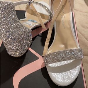 Jewel encrusted square heels